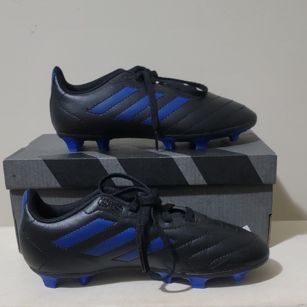 NWOT KIDS Adidas GOLLETTO VIII FG J BLACK/BLUE FOOTBALL /Soccer  SIZE US 3 UK 2½
